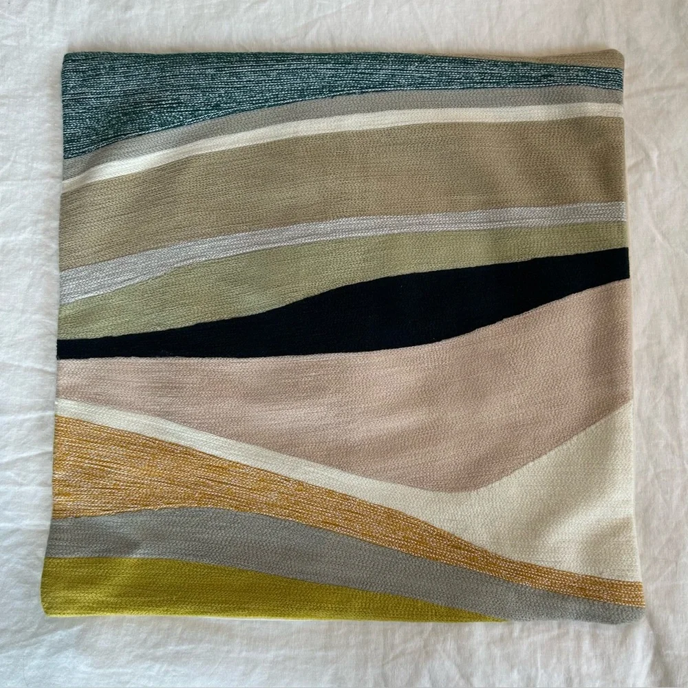 NWT WEST ELM Rising Tide Crewel Pillow